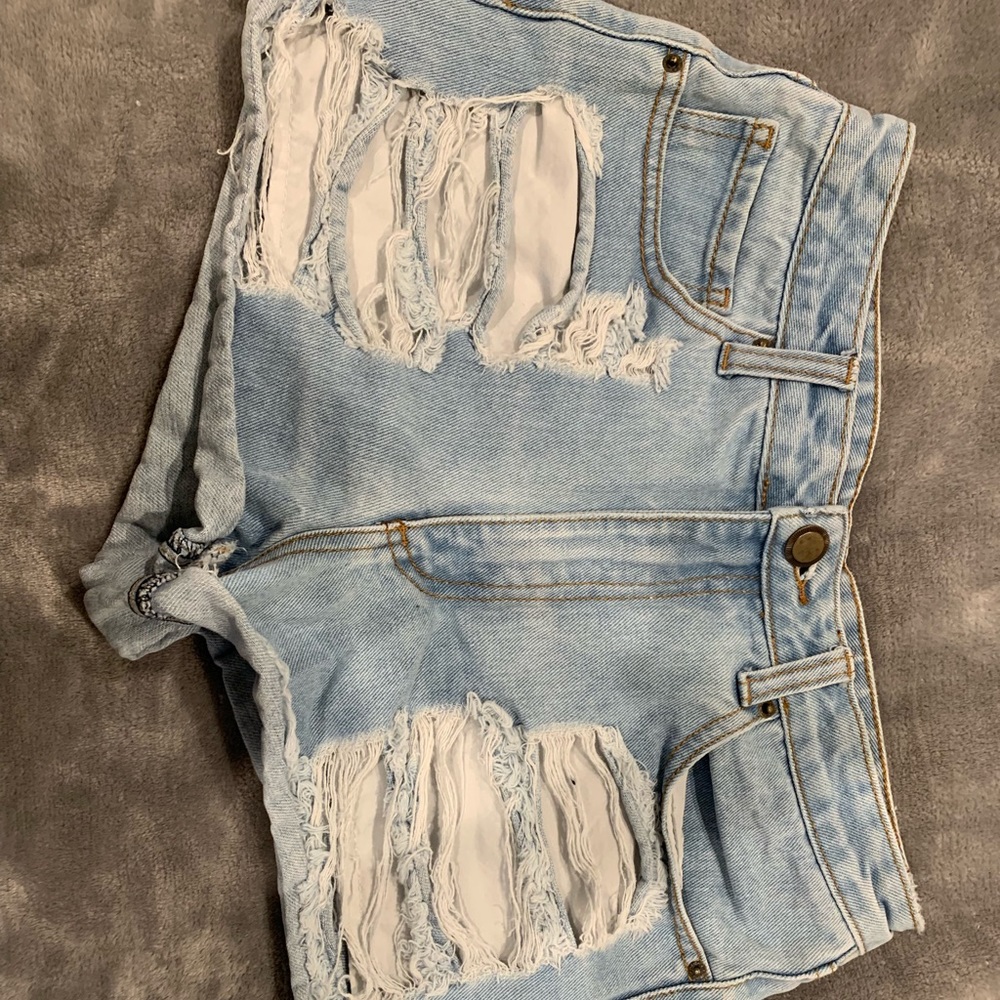 High waisted ripped shorts